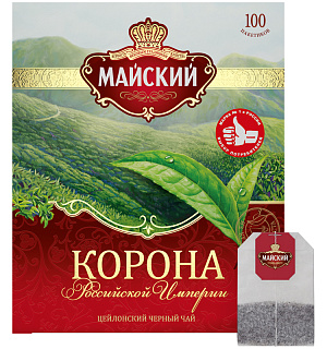 Чай Майский "Корона Российской Империи", черный, 100 пакетиков по 2г