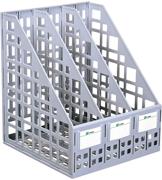 Лоток для бумаг вертикальный СТАММ, сборный, 3 отделения, серый