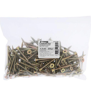 Саморезы универсальные ТУНДРА krep 4.5x40 мм, желтый цинк, 200 шт.