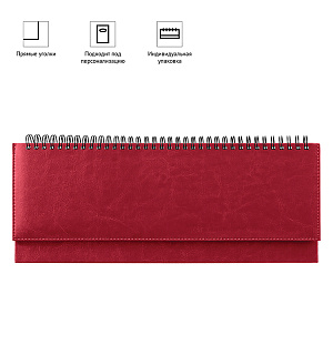 Планинг недатированный, 330*130мм, 56л., кожзам, OfficeSpace "Nebraska", бордовый