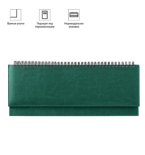 Планинг недатированный, 330*130мм, 56л., кожзам, OfficeSpace "Nebraska", зеленый