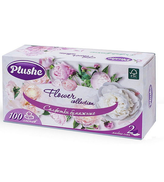 Салфетки косметические Plushe 2сл 100л/уп белые_У