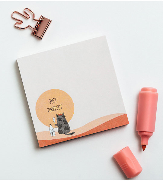 Блок для записей MESHU 8,5*8,5см, 100л., "Right cat", на склейке