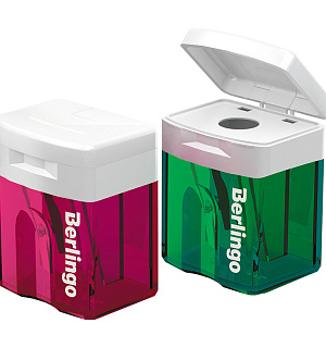 Точилка пластиковая Berlingo "Perfect" 1 отверстие, контейнер, ассорти