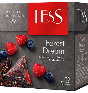 Чай Tess "Forest Dream", черный, лесные ягоды, 20 пакетиков-пирамидок по 1,8г