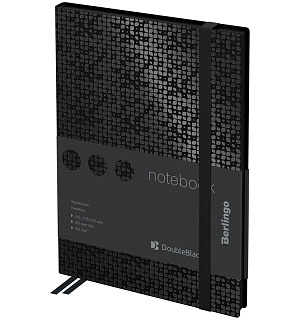 Записная книжка А6 80л., кожзам, Berlingo "DoubleBlack", черный срез, черная, с рисунком