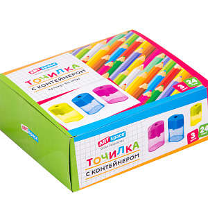 Точилка ArtSpace 1 отверстие, контейнер, ассорти