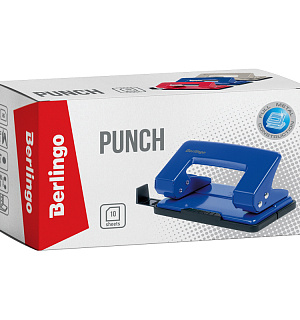 Дырокол Berlingo "Universal" 10л., металлический, ассорти, с линейкой