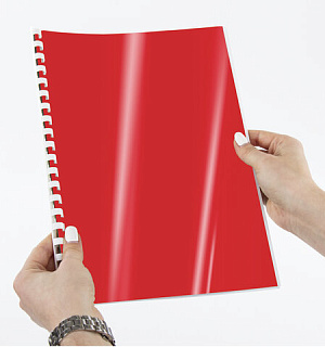 Обложки пластиковые для переплета, А4, КОМПЛЕКТ 100 шт., 300 мкм, красные, BRAUBERG, 530942