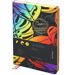 Ежедневник недатированный, А5, 136л., кожзам, Berlingo "Neon Paradise", золотой срез, с рисунком
