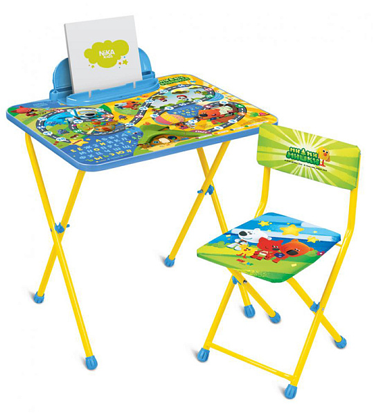 Набор складной мебели (стол + стул) Nika kids ММ2 "Ми-ми-мишки", ламинир. столешница, сиденье мягкое/ткань, желтый