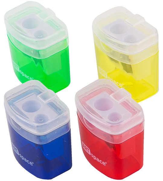 Точилка пластиковая ArtSpace 2 отверстия, контейнер, ассорти