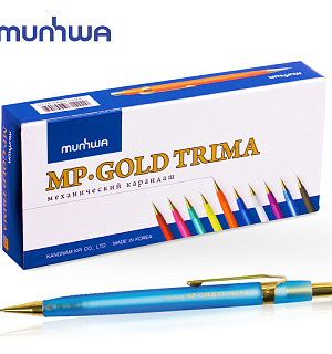 Карандаш механический MunHwa "MP Gold Trima" 0,5мм, с ластиком, корпус ассорти