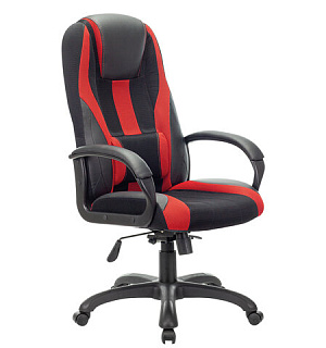 Кресло компьютерное BRABIX PREMIUM "Rapid GM-102", НАГРУЗКА 180 кг, экокожа/ткань, черное/красное, 532107