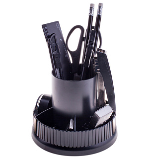 Настольный органайзер OfficeSpace "Карусель", 12 предметов, вращающийся, черный