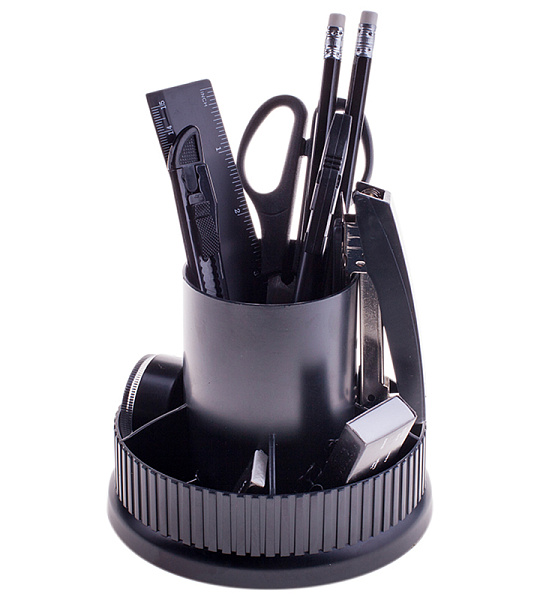 Настольный органайзер OfficeSpace "Карусель", 12 предметов, вращающийся, черный