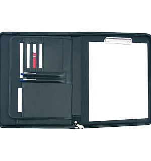 Папка деловая OfficeSpace "Valencia" кожзам., на молнии, зажим для бумаг