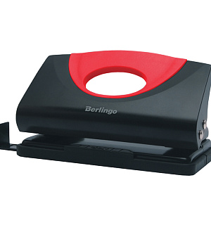 Дырокол Berlingo "Office Soft" 10л., пластиковый, красный, с линейкой