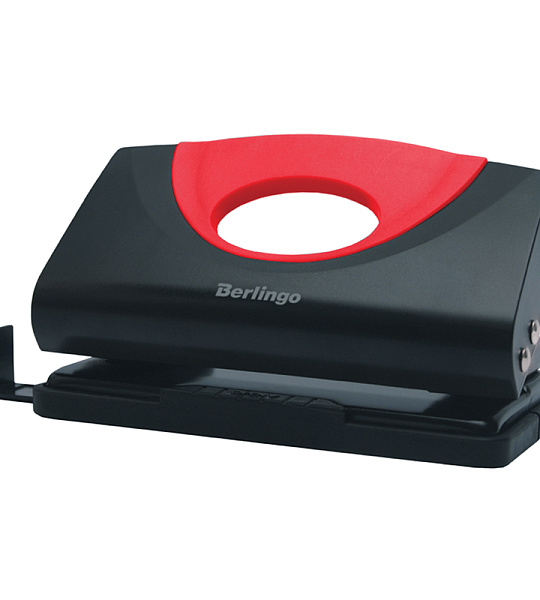 Дырокол Berlingo "Office Soft" 10л., пластиковый, красный, с линейкой