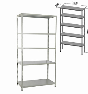 Стеллаж металлический BRABIX "MS Plus-200/50-5", 2000х1000х500 мм, 5 полок, регулируемые опоры, 291110, S241BR165502