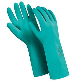 Перчатки нитриловые MANIPULA "Дизель", хлопчатобумажное напыление, размер 7 (S), зеленые, N-F-06