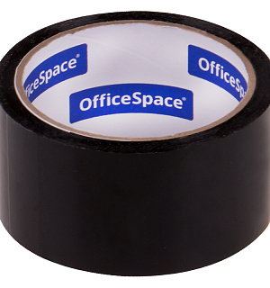 Клейкая лента упаковочная OfficeSpace, 48мм*40м, 45мкм, черная, ШК