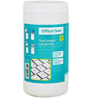 Салфетки чистящие влажные OfficeClean, для пластика, в тубе, 100шт.