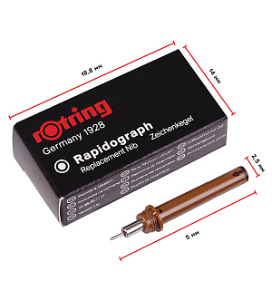 Пишущий элемент для рапидографа Rotring 0,5мм, картон. упаковка