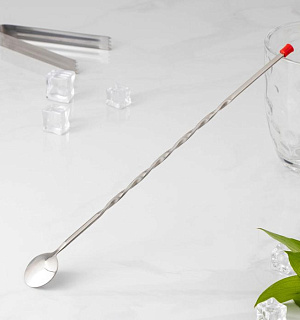 Ложка барная с мадлером, 33,5 см, цвет серебро