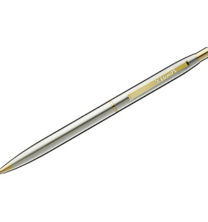 Ручка шариковая Luxor "Sterling" синяя, 1,0мм, корпус хром/золото, кнопочный механизм