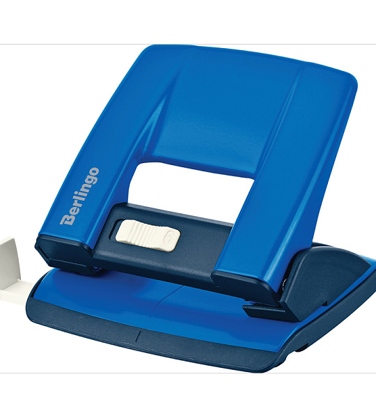 Дырокол Berlingo "Power TX" 20л., металлический, с фиксатором и линейкой, синий