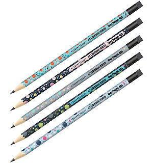 Карандаш ч/г Berlingo "Points" HB, круглый, заточен., с ластиком, ассорти