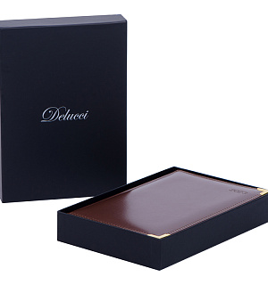 Ежедневник датированный 2023г., А5, 184л.,  кожа, Delucci, гладкая кожа, зол. срез, коричневый