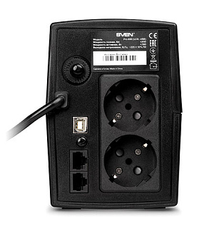 Источник бесперебойного питания SVEN Pro 650, 650VA (390W), 2 евророзетки, 2 розетки RJ45, SV-013844