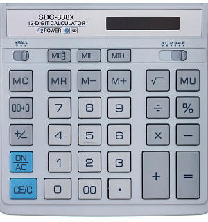 Калькулятор настольный ПОЛНОРАЗМЕРНЫЙ CITIZEN бух. SDC-888XWH, 12 разр.Бел