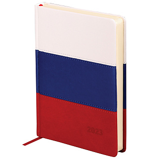 Ежедневник датированный 2023г., A5, 176л., кожзам, OfficeSpace "Flag", триколор