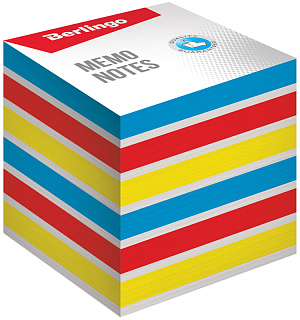 Блок для записи на склейке Berlingo "Rainbow" 8*8*8см, цветной