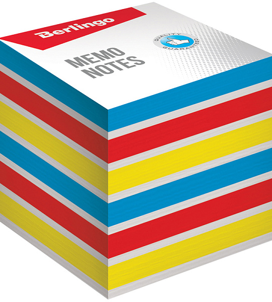 Блок для записи на склейке Berlingo "Rainbow" 8*8*8см, цветной