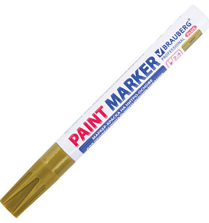 Маркер-краска лаковый (paint marker) 4 мм, ЗОЛОТОЙ, НИТРО-ОСНОВА, алюминиевый корпус, BRAUBERG PROFESSIONAL PLUS, 151449