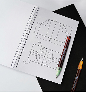 Рапидограф Rotring 0,8мм, пластик. корпус, картридж с чернилами