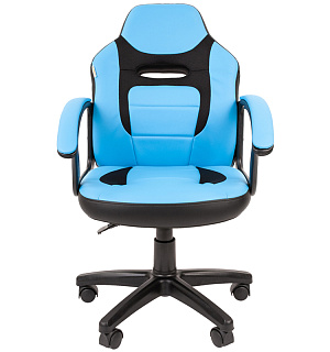 Кресло детское Chairman Kids 110, PL черный, экокожа голубая/ткань TW черная, регулир. по высоте