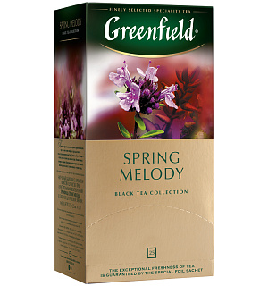 Чай Greenfield "Spring Melody", черный с ароматом мяты, чабреца, 25 фольг. пакетиков по 2г
