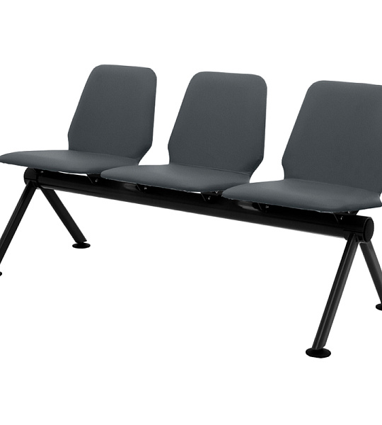 Секция 3 места Вектор Контур БП, 1515*805*635, каркас черный муар, сиденья кожзам серый К28 (ПОД ЗАКАЗ)