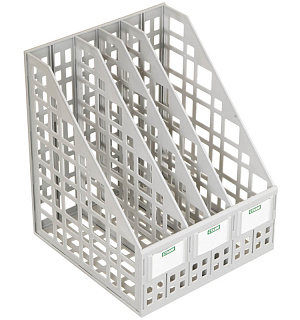 Лоток для бумаг вертикальный СТАММ, сборный, 4 отделения, серый