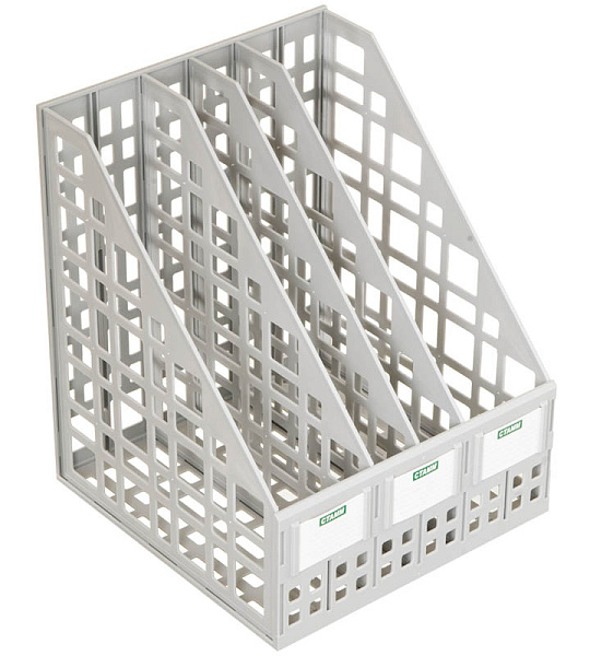 Лоток для бумаг вертикальный СТАММ, сборный, 4 отделения, серый