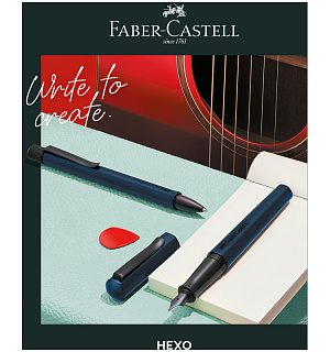 Ручка-роллер Faber-Castell "Hexo" черная, 0,7мм, шестигран., синий корпус, инд. карт. упаковка