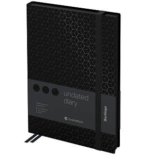Ежедневник недатированный, A5, 136л., кожзам, Berlingo "DoubleBlack", черный срез, черный, с рисунком