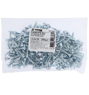 Саморезы универсальные ТУНДРА krep 4.0x16 мм, цинк, 200 шт.