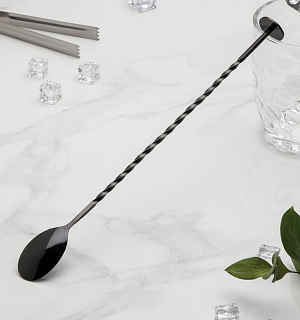 Ложка барная с мадлером, h=32 см, цвет чёрный