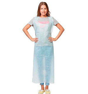 Фартуки защитные одноразовые КОМПЛЕКТ 10 шт. ГЕКСА, спанбонд ламинированный, 40 г/м2, голубые